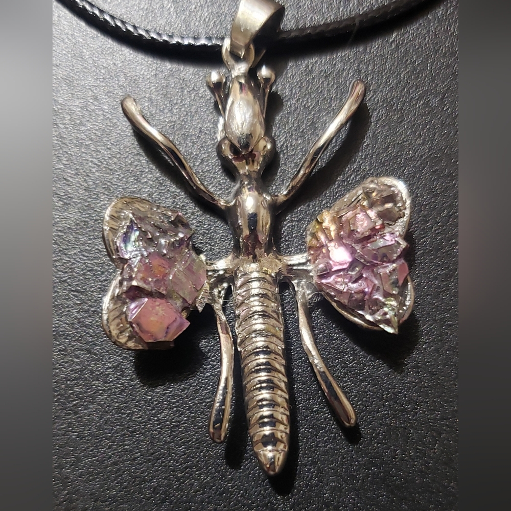 Handcrafted Bismuth Dragonfly Pendant